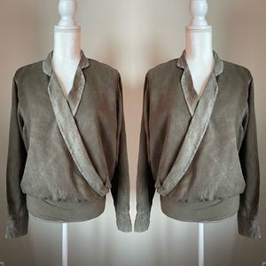 George love green long sleeves wrap shirt size M